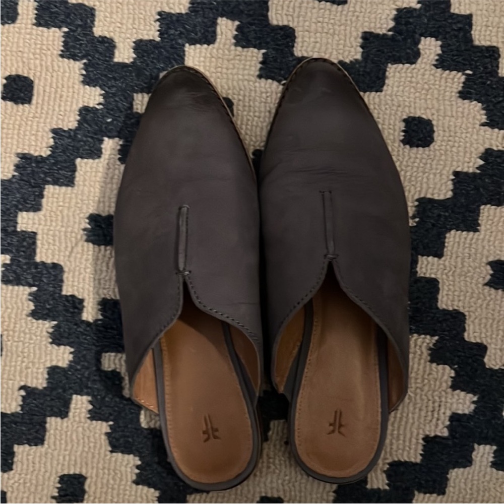 FRYE | Women's Denim Blue Grey Leather Mule Slides